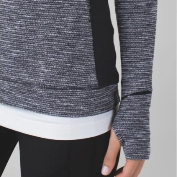 Lululemon Think Fast Long Sleeve Shirt Coco Pique Black Gray Sz 8 BRAND NEW NWT - Picture 6 of 16